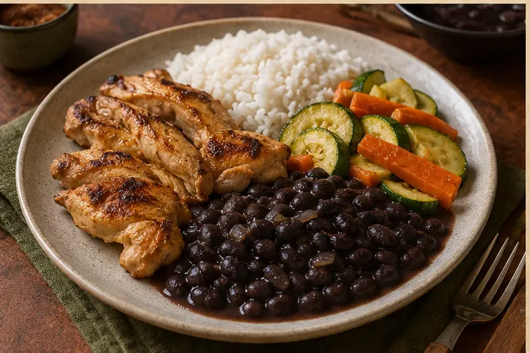 arroz e feijão em uma apresentação apetitosa